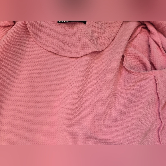 ZARA Pink Textured Tweed Jacket With Gold Buttons. Size XL - Picture 8 of 10